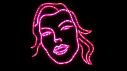 Pink neon sign beauty face. Trendy style. Neon sign. Custom neon. Home decor Generative AI