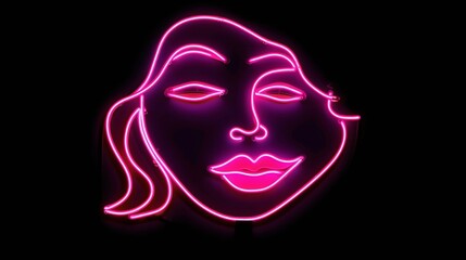 Pink neon sign beauty face. Trendy style. Neon sign. Custom neon. Home decor Generative AI