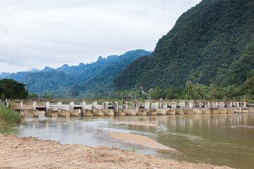 Water lift gate,small dam, Irrigation dam in Thailand.