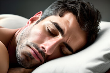 Image of a man sleeping. (AI-generated fictional illustration)

