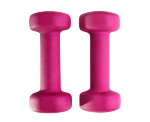 Pair of pink dumbbells cut out