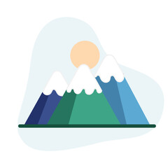 Fototapeta na wymiar Mountains flat vector Illustration Icon decorated for web use for outdoors, aventure, nature, landscape, travel.