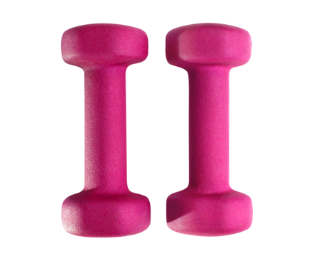 Pair of pink dumbbells cut out