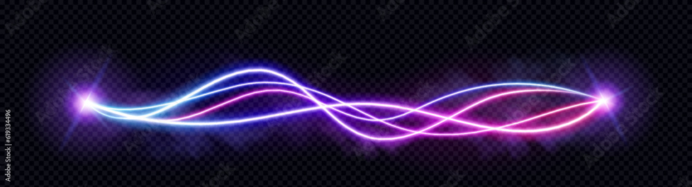 Poster neon audio voice frequency wave and abstract sound light vector background. radio pulse effect curve