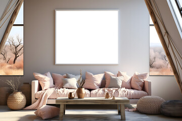 mock-up living room interior with a mock up Frame