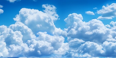 Naklejka na ściany i meble Clouds and blue sky copy space background. AI Generated