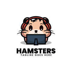 Vector Logo Illustration Hamsters Mascot Cartoon Style.