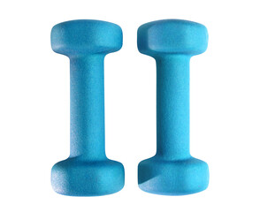 Pair of blue dumbbells cut out