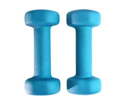 Pair of blue dumbbells cut out