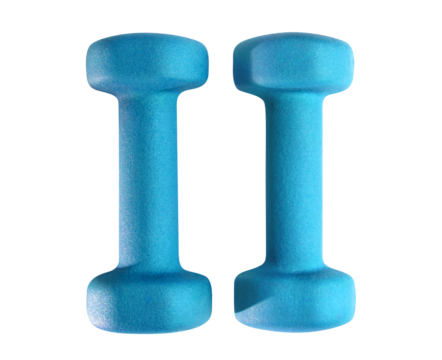 Pair of blue dumbbells cut out