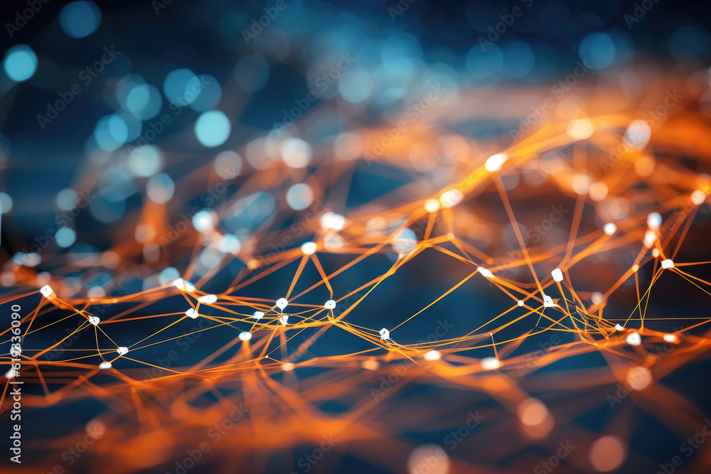 Aufkleber web abstract creative technology network background in neon colors extreme closeup. generative ai