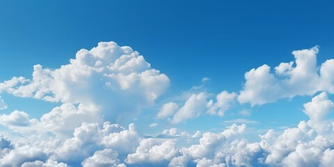 Naklejka na ściany i meble Clouds and blue sky copy space background. AI Generated