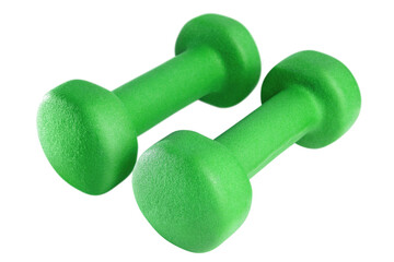Pair of green dumbbells cut out