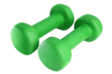 Pair of green dumbbells cut out