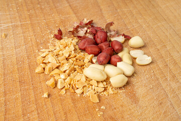 Crumbled Peanuts, Broken Roasted Arachis Nuts, Heap of Pea Nut Crumbs, Whole Groundnut Pieces