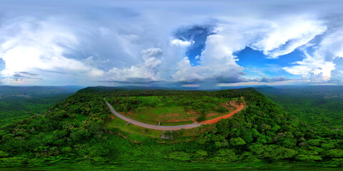 360-degree aerial photographs of sparse forest areas on high mountains in Chaiyaphum Province.