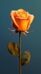 Yellow rose flower copy space blurred background. AI Generated
