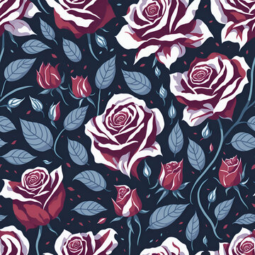 Harmony in Crimson and Ivory: A Captivating Red and White Roses Pattern!