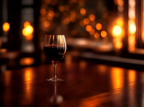 a glass cup red wine, over victorian atmosphere, bohemian mood, photo style selective focus.