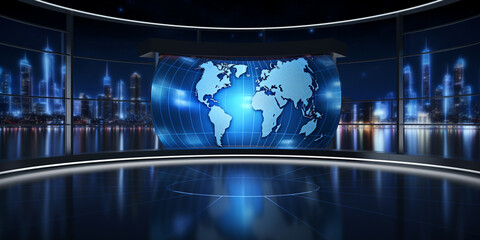 3D World News Background, digital world breaking news Studio Background for news - obrazy, fototapety, plakaty