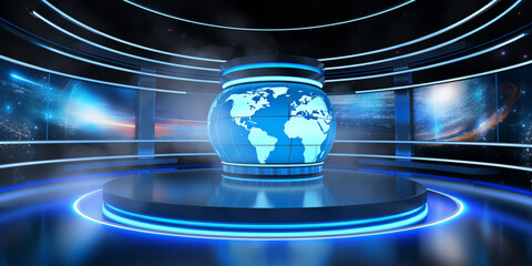 3D World News Background, digital world breaking news Studio Background for news - obrazy, fototapety, plakaty