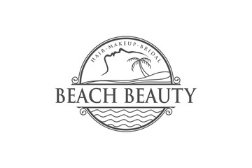 Beach beauty salon logo design women face icon symbol