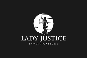 Lady of justice logo design iustitia goddes law legal icon symbol