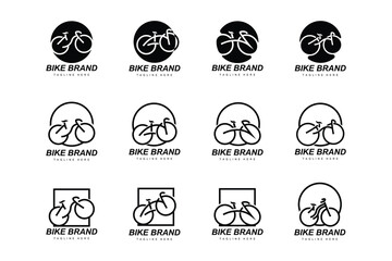 Bike Logo. Bicycle Sport Branch Vector, Simple Minimalist Transportation Design, Template, Silhouette