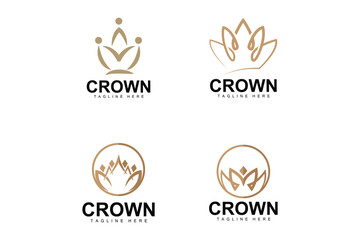 Crown Logo, Royal King Vector, Minimalist Simple Design, Illustration Symbol