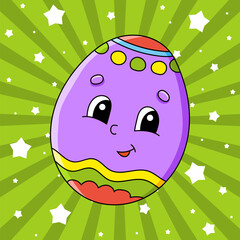 Cute cartoon character. Colorful vector illustration. Easter theme. Isolated on color background. Template for your design.