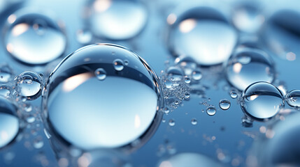 Grosses gouttes d'eau sur fond bleu