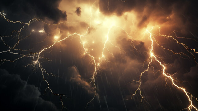 Belles &eacute;clairs orang&eacute;es illuminant un ciel de nuit