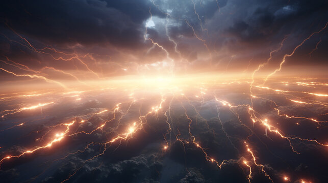 Eclairs flamboyantes z&eacute;brant le ciel