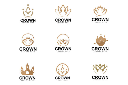 Crown Logo, Royal King Vector, Minimalist Simple Design, Illustration Symbol