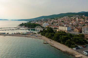 Fototapeta premium Aerial view of Crikvenica town in Croatia