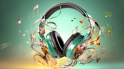 large headphones music abstract background audio. Generative AI