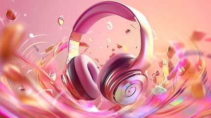 large headphones music abstract background audio. Generative AI