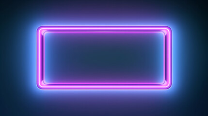 Fototapeta premium neon glowing rectangular frame on a blurry background. Generative AI