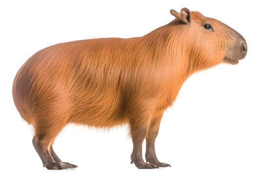 adorable capybara, side profile view, isolated background. Generative Ai