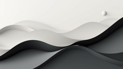black paper waves on a white background abstract design. Generative AI