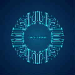 Abstract technology background with round circuit board.