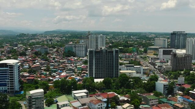 Beautiful top view landscape of Modern Davao City. Mindanao, Philippines.