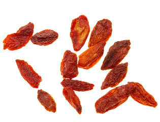 dry goji berries on white background.