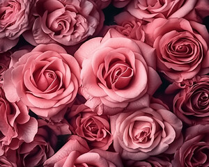 Obraz premium Romantic Rose Pattern: Small Pastel Rosebuds on a Beautiful Background, roses background, Rose pattern background,