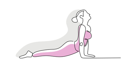 continuous line drawing women doing yoga, sport fitness concept. vector healthy lifestyle illustration.
