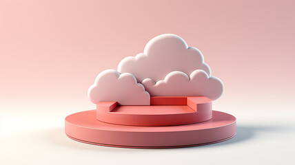 podium pink clouds plastic paper 3d style. Generative AI