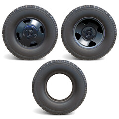 Vector Front and Rear Truck Wheels with Black Disks