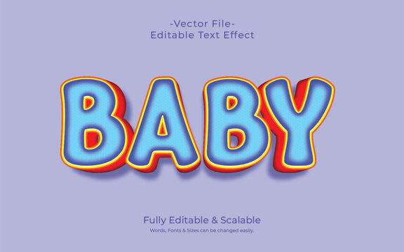 Baby 3D editable text effect template