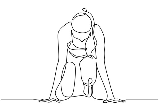 woman start to run one line drawing, runner girl athlete sport theme.