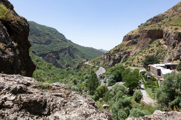 Mountainous Armenia landscape on a sunny spring day